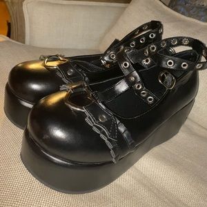 Black Dreamcia Women Mary Jane Platform Shoes